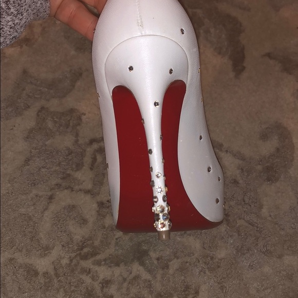 Christian Louboutin White Degrastrass Leather 100m - Picture 7 of 8